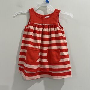 Zara Baby Girl Dress‎ Size 12-18 Months Striped Red